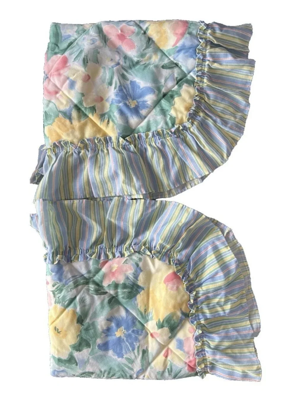 RUFFLED Pillow Sham PR Quilted Floral Stripe Ruffle Y2K Regency Home Fashion USA